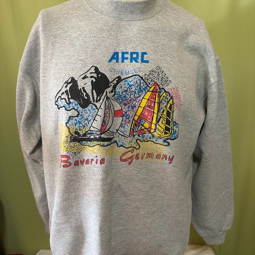 Vintage Screen Stars AFRC Chiemsee Bavaria Germany Men's Gray Sweater Large Cott